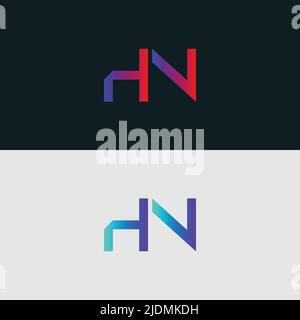 Anfangsbuchstabe Logo Symbol HN, bunt lebendige Farbverlauf trendige Logos Stock Vektor