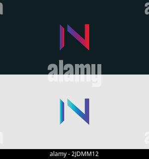 Initial Alphabet Letter Logo-Symbol IN, bunt lebendige Farbverlauf trendigen Logos Stock Vektor