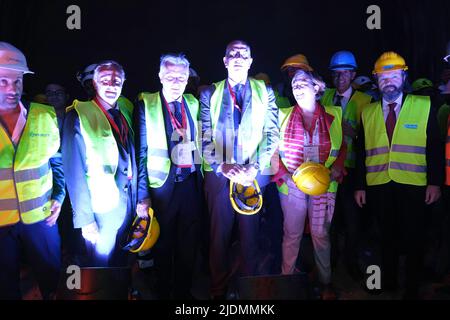 Maddaloni, ITALIEN. 22.. Juni 2022. 22/06/2022 - Maddaloni (CE) Abriss der letzten Membran des Monte Aglio-Tunnels auf der neuen Eisenbahnlinie Neapel - Bari HS/HC (Bild: © Fabio Sasso/ZUMA Press Wire) Stockfoto