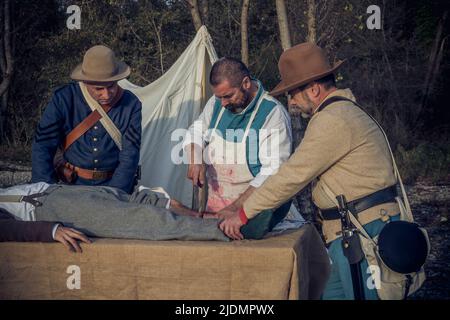 Vizzola Ticino, Italien. 10.. November 2019. ACW Confederate States Army, Chirurgie Kredit: Unabhängige Fotoagentur/Alamy Live Nachrichten Stockfoto