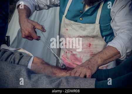 Vizzola Ticino, Italien. 10.. November 2019. ACW Confederate States Army, Chirurgie Kredit: Unabhängige Fotoagentur/Alamy Live Nachrichten Stockfoto