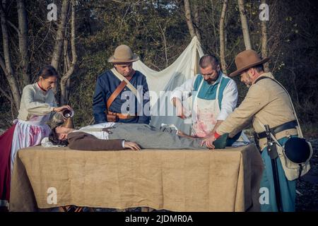 Vizzola Ticino, Italien. 10.. November 2019. ACW Confederate States Army, Chirurgie Kredit: Unabhängige Fotoagentur/Alamy Live Nachrichten Stockfoto