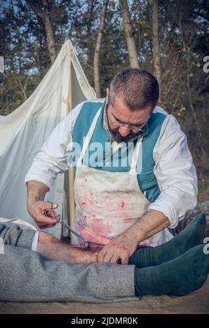 Vizzola Ticino, Italien. 10.. November 2019. ACW Confederate States Army, Chirurgie Kredit: Unabhängige Fotoagentur/Alamy Live Nachrichten Stockfoto