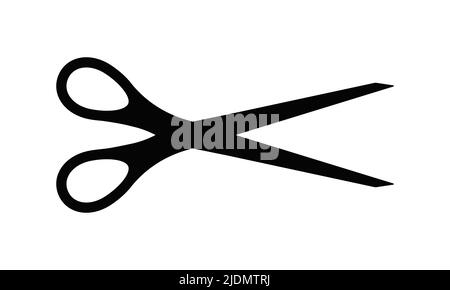 Schere schwarz Silhouette Symbol auf weißem Hintergrund isoliert. Stock Vektor