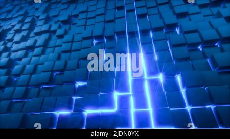 Ein technischer Hintergrund mit Cubes (3D Rendering) Stockfoto