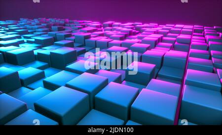 Ein technischer Hintergrund mit Cubes (3D Rendering) Stockfoto