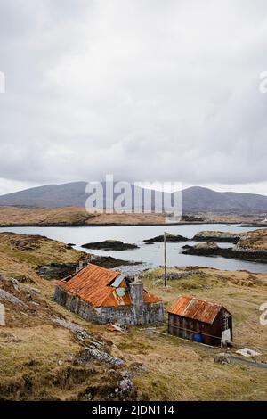 Verlassene House Quidinish auf Harris, Äußere Hebriden, Schottland Stockfoto