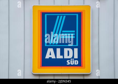 Firmenlogo des Discounter Aldi Stockfoto