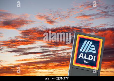 Firmenlogo des Discounter Aldi Stockfoto