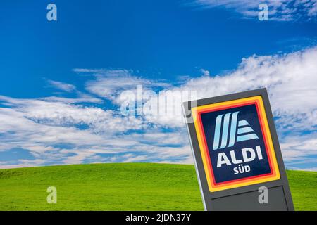 Firmenlogo des Discounter Aldi Stockfoto