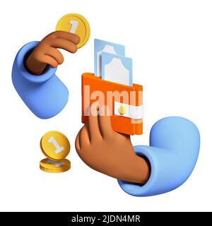 In bar bezahlen - moderne, realistische, farbenfrohe 3D Illustration Stockfoto