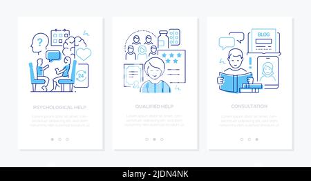 Psychologische Beratung und Hilfe - Line Design Stil Banner Set Stock Vektor