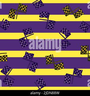 Rennflagge nahtlose Mustergravur. Vintage Sport Hintergrund in handgezeichneter Stil. Vektor wiederholte Textur für Druck, Stoff, Verpackung, Tapete, ti Stock Vektor