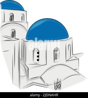 Isolierte Skizze eines santorini-Hauses Vector Stock Vektor