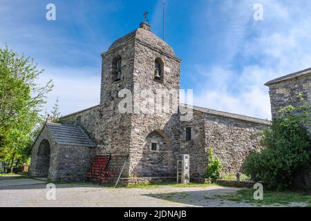 Spanien, Galicien, O Cebreiro. Kirche Santa Maria la Real. Stockfoto