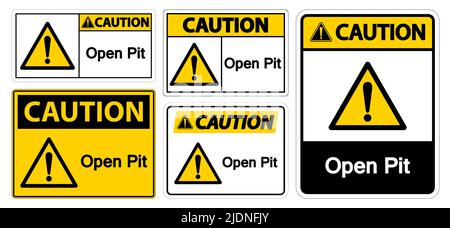 Achtung: Schild mit offenem Pit auf weißem Hintergrund isolieren, Vektorgrafik EPS.10 Stock Vektor