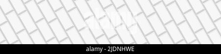 Weiße Rechtecke Kachel diagonale Anordnung. Keramik oder Stein Backstein Hintergrund nahtlose Muster. Backsplash oder Bad Wand oder Boden Textur. Vektorgrafik flach Stock Vektor
