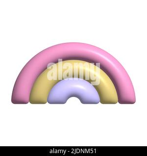 3D farbenfroher Regenbogen. Wettersymbol auf weißem Hintergrund isoliert Stock Vektor
