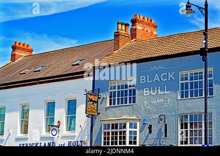 The Black Bull Pub und Strickland and holt Store, High Street, Yarm on Tees, Nordostengland Stockfoto