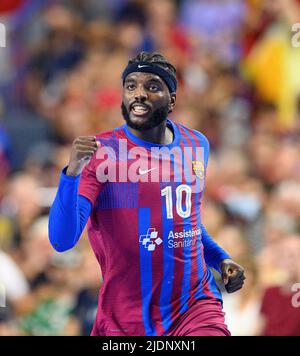 Jubilation Dika MEN (Barca) Handball Champions League Finale vier, Finale FC Barcelona (Barca) gegen Lomza Vive Kielce 37:35 nach sieben Metern, am 19.. Juni 2022 in Köln. Â Stockfoto