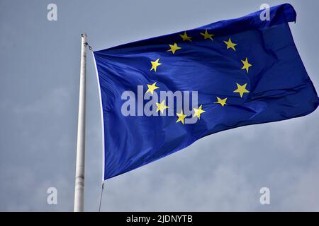 Marseille, Frankreich. 21.. Juni 2022. Die Flagge der Europäischen Union wird am Gebäude des Generalrates in Marseille gezeigt. (Foto von Gerard Bottino/SOPA Images/Sipa USA) Quelle: SIPA USA/Alamy Live News Stockfoto