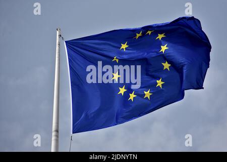 Marseille, Frankreich. 21.. Juni 2022. Die Flagge der Europäischen Union wird am Gebäude des Generalrates in Marseille gezeigt. (Foto von Gerard Bottino/SOPA Images/Sipa USA) Quelle: SIPA USA/Alamy Live News Stockfoto