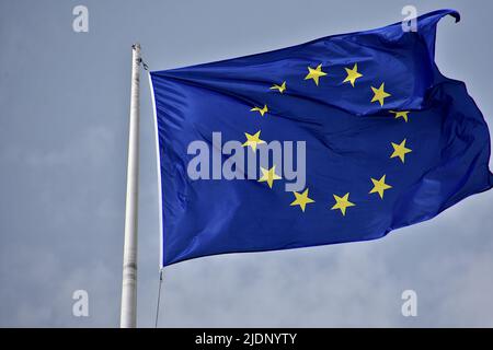 Marseille, Frankreich. 21.. Juni 2022. Die Flagge der Europäischen Union wird am Gebäude des Generalrates in Marseille gezeigt. (Foto von Gerard Bottino/SOPA Images/Sipa USA) Quelle: SIPA USA/Alamy Live News Stockfoto