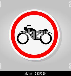 Verkehrsstraßenschild Halten Sie Das Motorrad-Fahrschild Isoliert Auf Weißem Hintergrund, Vektorgrafik Stock Vektor