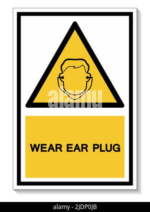 Symbol tragen Ohrstöpsel Schild isolieren auf weißem Hintergrund, Vektor-Illustration EPS.10 Stock Vektor