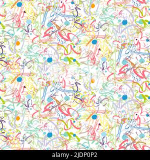 Abstrakte Blumen auf Weiß. Sommer nahtlose Muster mit Hand Zeichnung bunten Blumen. Schöne helle Blumen für Design-Druck, Verpackung, Tapete, Stock Vektor