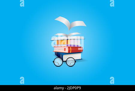 Lehrertag. Inspirierendes Konzept für motivierende Bildung. Bücher Hintergrund für Welt Bücher Tag. Stock Vektor