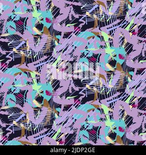 Trendy Satz von bunten handbemalten abstrakten Formen. Abstrakte nahtlose geometrische Textur für Tapeten, Webseiten, Oberflächenstrukturen, Textilien, Design Stock Vektor