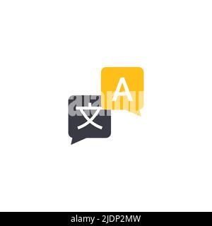 Logo der Übersetzer-App. Übersetzen Sprache Glossar chinesisch englisch Bubble Phone App Symbol Vektor-Symbol. Stock Vektor