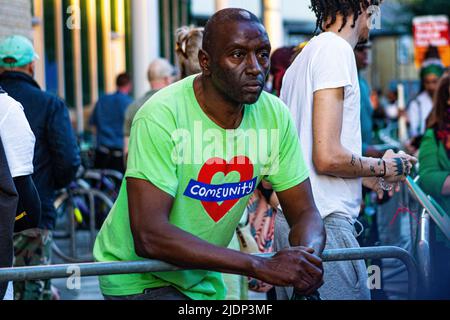 London, Vereinigtes Königreich - Juni 14. 2023: 5. Jahrestag des Grenfell Vigil in West London. Stockfoto