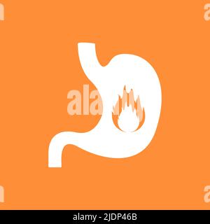 Symbol für saure Magenverbrennungen. GERD Säure Magenrückfluss Sodbrennen Schmerzen Stock Vektor