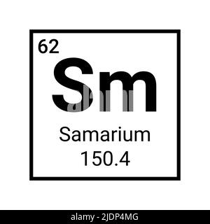 Symbol für chemische Elemente des Samariums. Periodensystem für chemische Atom-Samariumelemente. Stock Vektor
