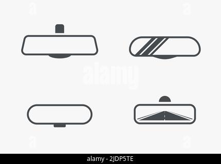 Rückspiegel Fahrerglas innen. Vector Rückspiegel im Auto Illustration Sicherheit Stock Vektor