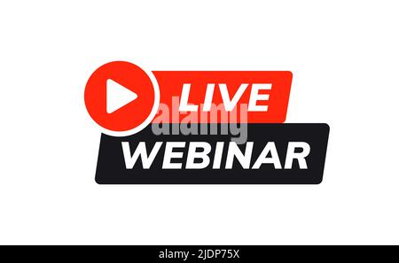 Webinar-Live-Symbol für virtuelle Veranstaltung, Online-Video-Schulungsübertragung. Live-Webinar-Workshop Videokonferenz-Podcast streamen. Stock Vektor