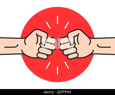 Hand mit Symbol für Fauststoß. Starker Kampf Vektor Freundschaft bro flache Faust Bump Symbol Desing Stock Vektor