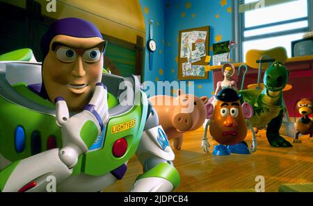 LIGHTYEAR, HAMM, Kopf, PEEP, REX, schleichend, Toy Story 2, 1999 Stockfoto