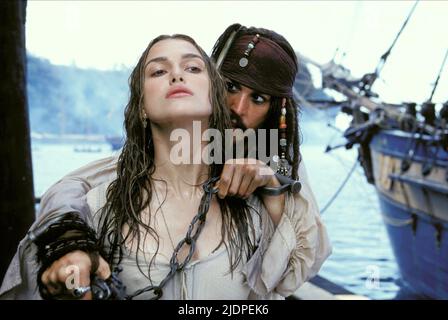 KNIGHTLEY, Depp, PIRATEN DER KARIBISCHEN MEERE: DER FLUCH DER BLACK PEARL, 2003 Stockfoto