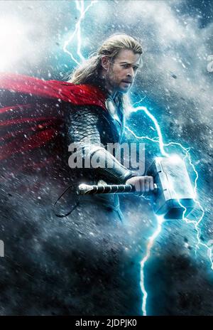 CHRIS HEMSWORTH, THOR: DIE DUNKLE WELT, 2013, Stockfoto