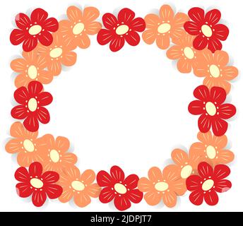 Abstrakter rechteckiger Rahmen mit einem Blumenbild in hellen Trendfarben mit Copyspace. Vorlage für Poster, Postkarte, Grußkarte, Preisschild. Lifestyle. Stock Vektor