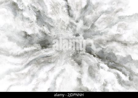 Abstraktes weißes und graues Aquarell, natürliche Grunge Handfarbe Textur Hintergrund, Illustration Stockfoto