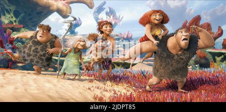 THUNK,GRAN,SANDY,UGGA,EEP,GRUG, THE CROODS, 2013, Stockfoto