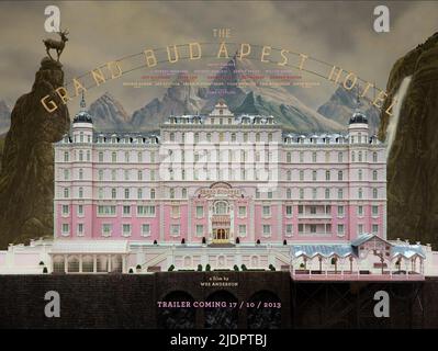 HOTELPLAKAT, DAS GRAND BUDAPEST HOTEL, 2014, Stockfoto