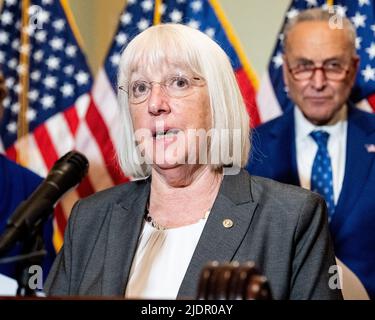 Washington, Usa. 22.. Juni 2022. Senator Patty Murray (D-WA) spricht auf einer Pressekonferenz der demokratischen Parteiführung des Senats. Kredit: SOPA Images Limited/Alamy Live Nachrichten Stockfoto