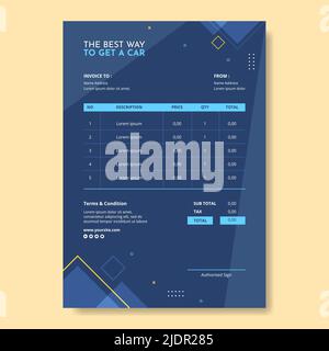 Autovermietung Social Media Rechnung Vorlage Flache Cartoon Hintergrund Vektor Illustration Stock Vektor