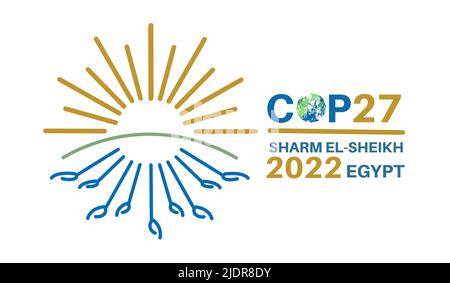 COP 27 - Sharm El-Sheikh, Ägypten, 7-18. November 2022 - Vektor-Illustration des Internationalen Klimagipfels Stock Vektor