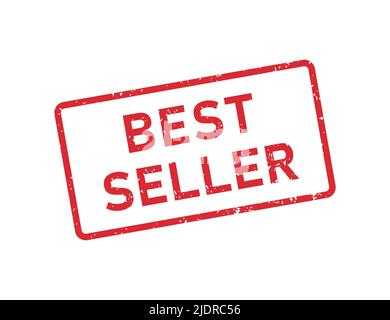 Grunge rot Bestseller Wort Gummi Stempel. Best Seller Zeichen Aufkleber Set. Grunge Vintage Square Label. Vektordarstellung auf weißem Hintergrund isoliert Stock Vektor